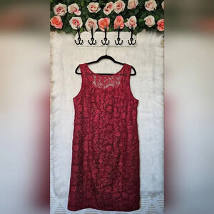 Grace Hill Rare Lace Overlay Fuschia Dress